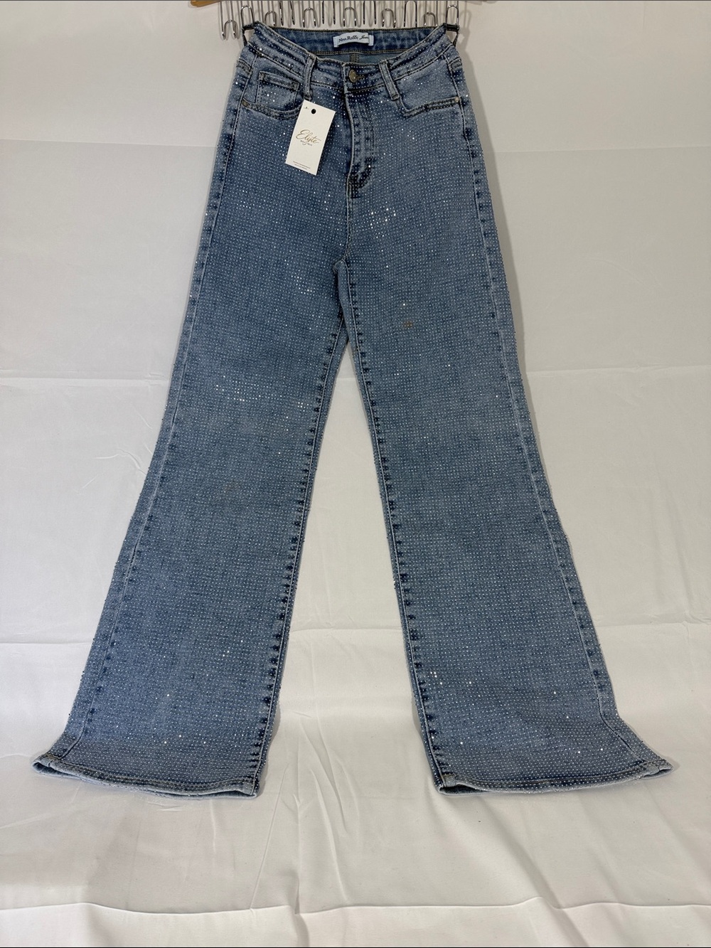 Embellished Light Blue Wide-Leg Jeans Nina Rossi by ElyteBoutique